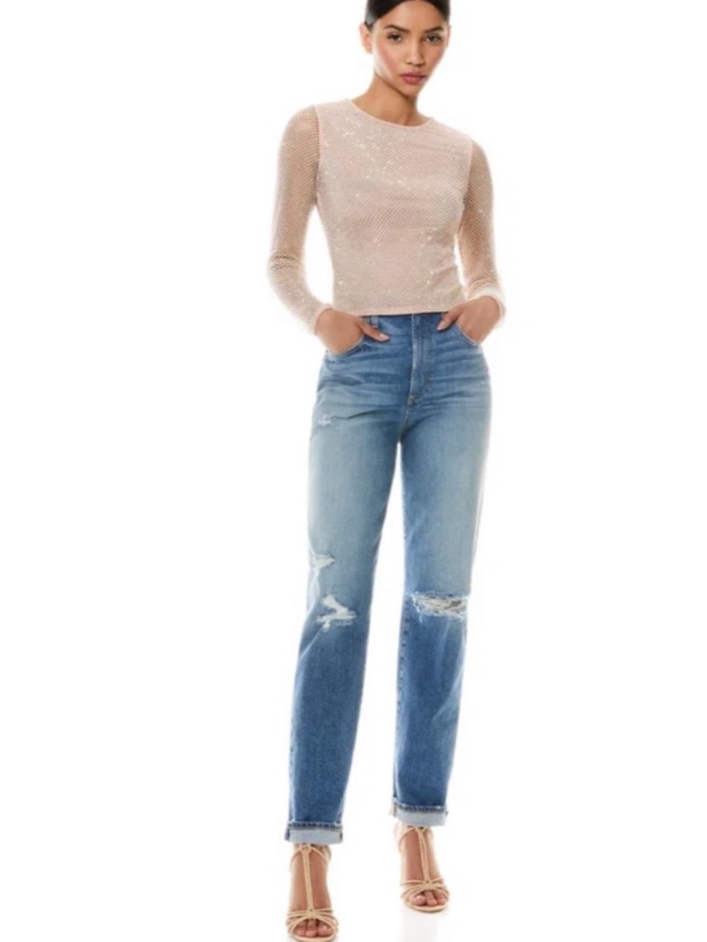Alice + Olivia Katerina High Waist Baggy Distressed Jean